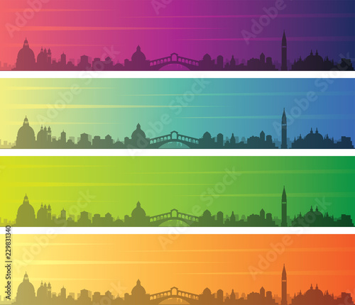 Venice Multiple Color Gradient Skyline Banner