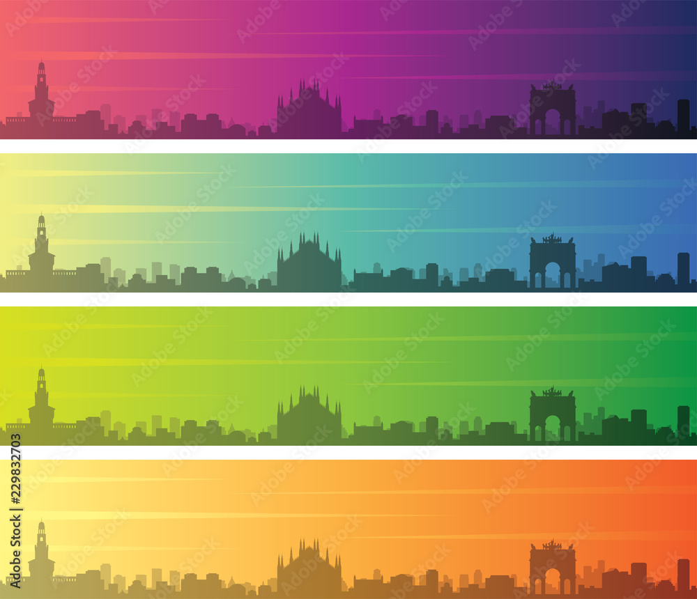 Milan Multiple Color Gradient Skyline Banner