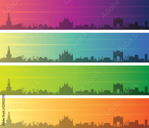 Milan Multiple Color Gradient Skyline Banner