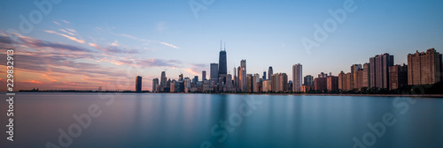 Chicago cityscape at sunrise