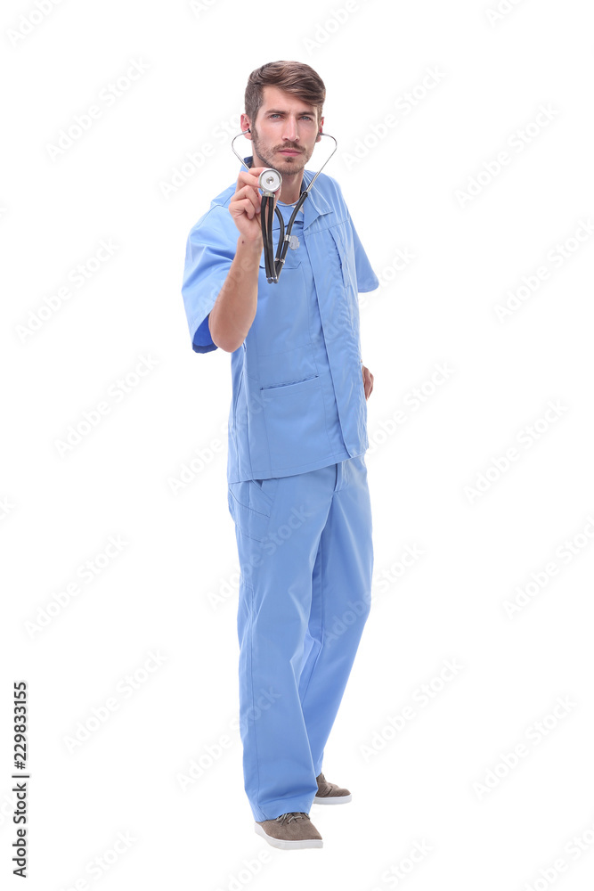 in full growth.medical doctor with stethoscope in full growth.medical doctor with stethoscope
