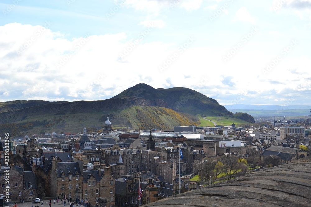 the Arthur Seat Hill and the Old city of Edinburgh
