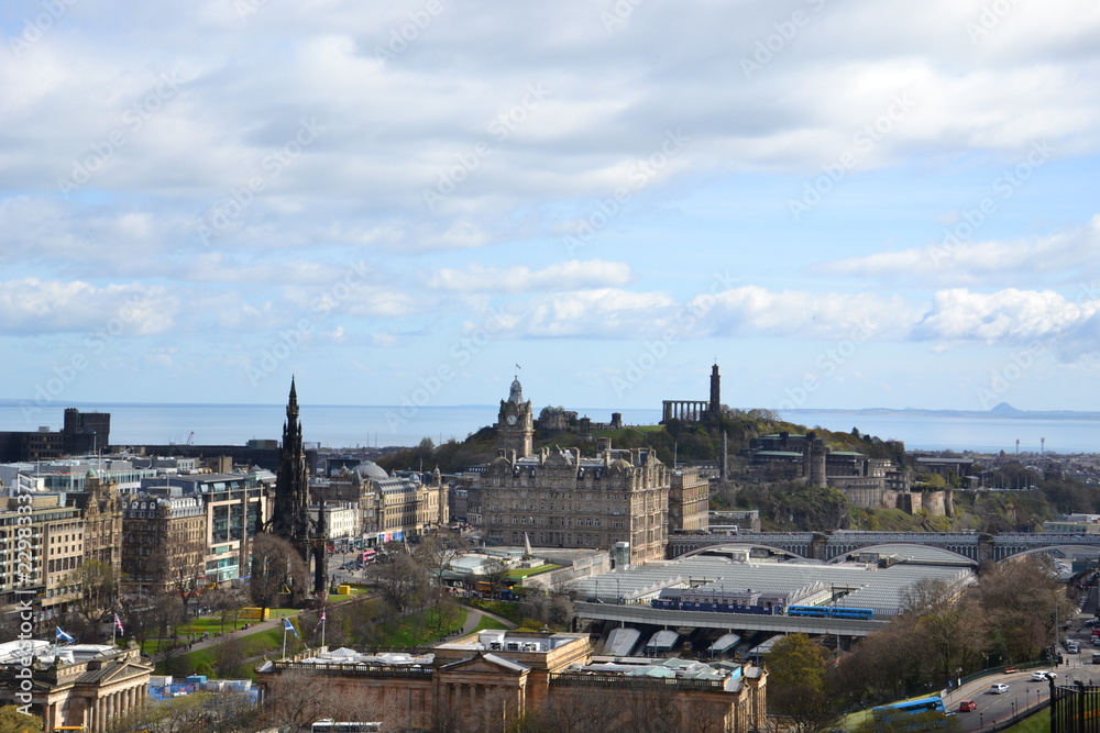 view from castle hill to key sights of Edinburgh