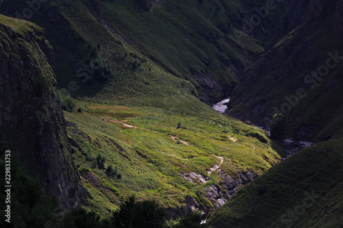 View of the foothills of Mount Elbrus. North Caucasus, Russia. photo