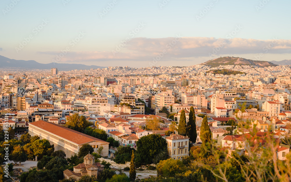 Athenes panorama, view from the acropolis, tourist place. Greece. Europe