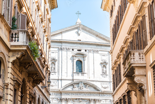 Photography Rome, Italy historic city with church Oratory of Saint Philip Neri, summer day c