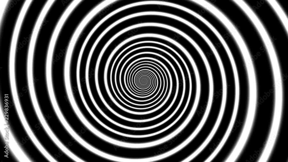 Abstract background with endless black and white spiral, hypno spiral, black and white hypnotic spiral