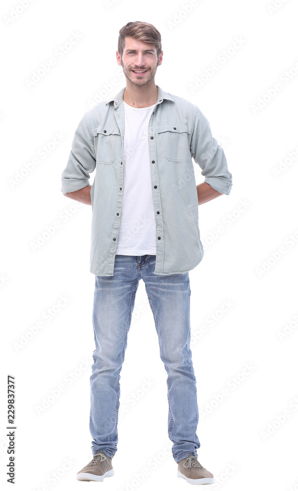 in full growth. portrait of a modern young man in full growth. portrait of a modern young man