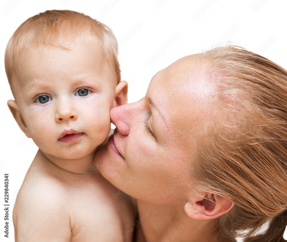 Portrait of a Mother Kissing her Baby Portrait of a Mother Kissing her Baby