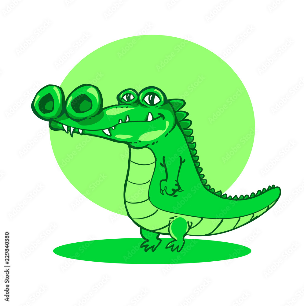 Fototapeta premium crocodile standing up cartoon, vector illustration. isolated on white background.