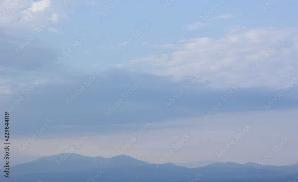 vivid mountain silhouette horizon line scenery nature landscape in