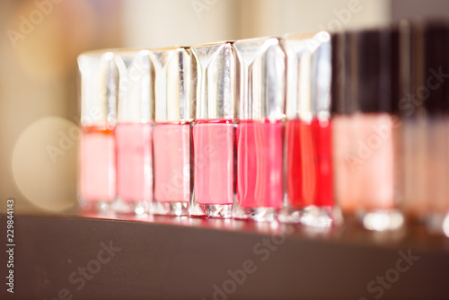 Bottles of colorful nail polish, nail art colors