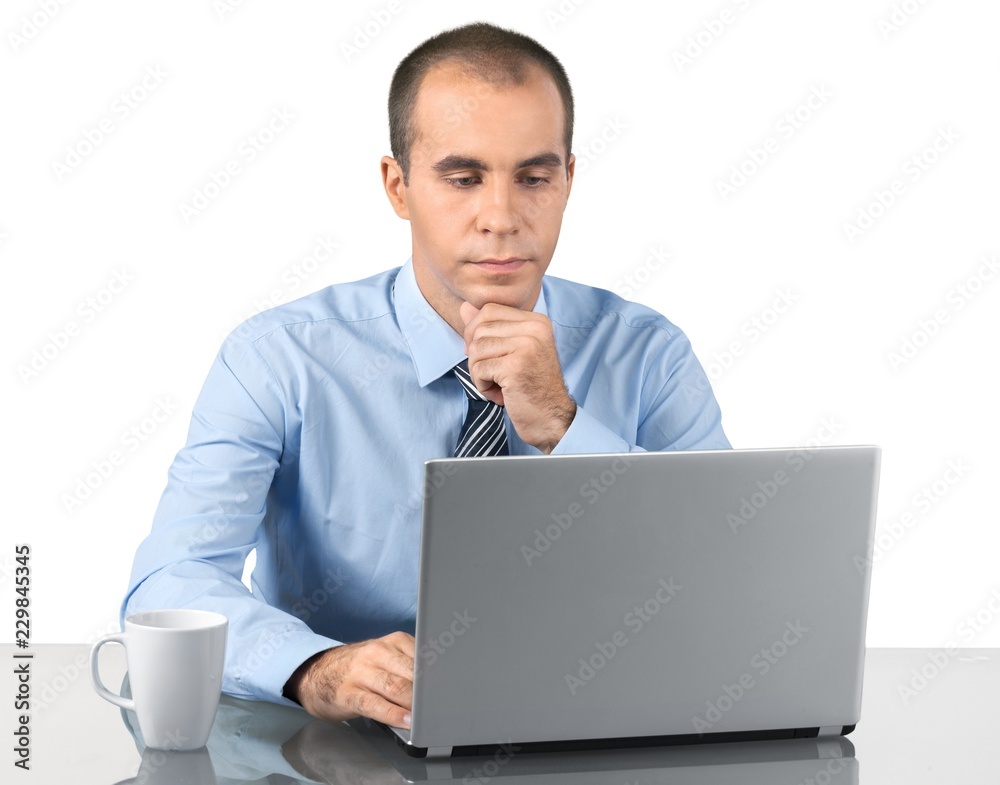 Portrait of a Businessman Working with Laptop Portrait of a Businessman Working with Laptop