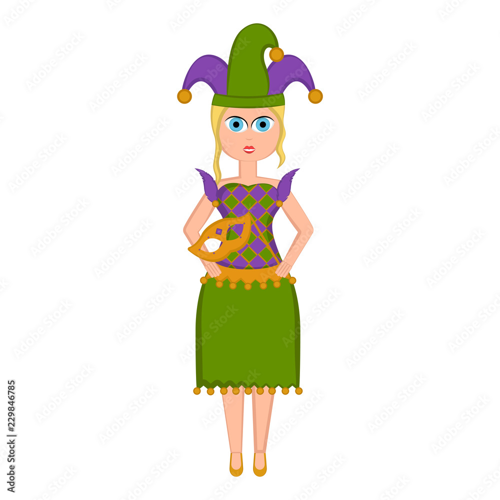 Girl with a mardi gras costume. Vector illustration design