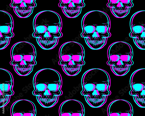 Front view vector illustration of a human skull pattern