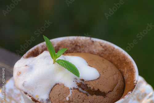 Nice chocolate dessert outdoors photo