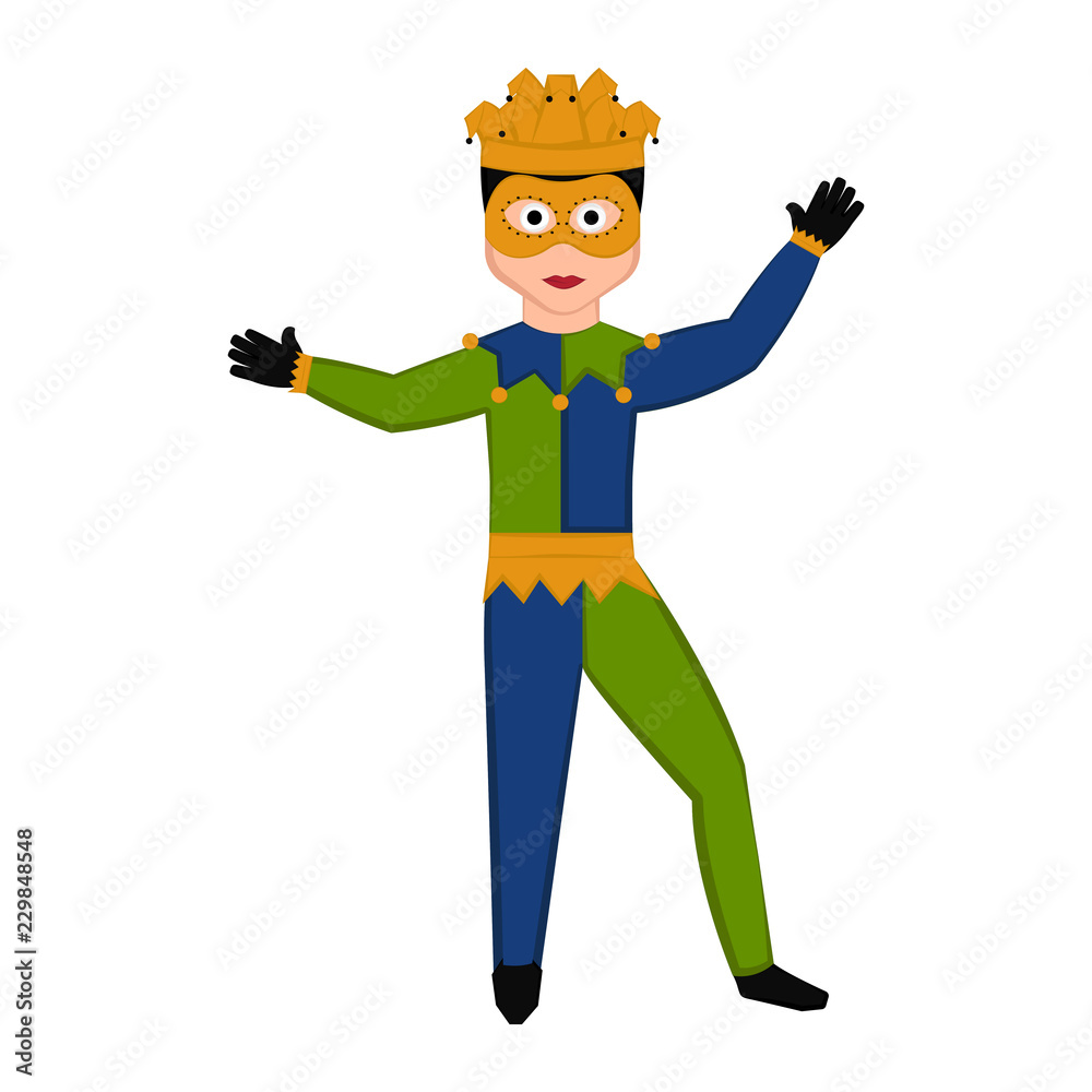Isolated man with mardi gras clothes. Vector illustration design Isolated man with mardi gras clothes. Vector illustration design