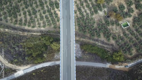 Aerial view of a highway over a viaduct