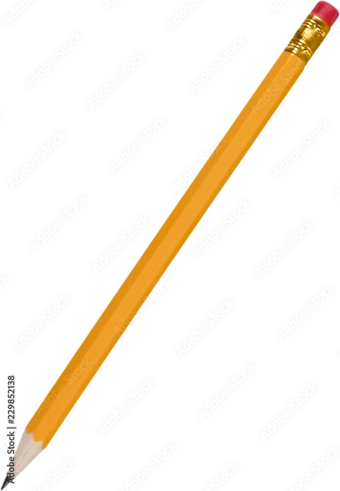 Yellow Pencil with Eraser at the End - Isolated Yellow Pencil with Eraser at the End - Isolated