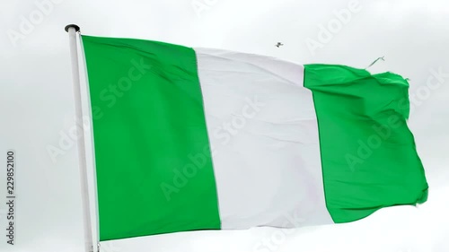 Nigerian flag waving in the wind photo