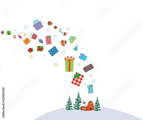 プレゼントボックスが降り注ぐ