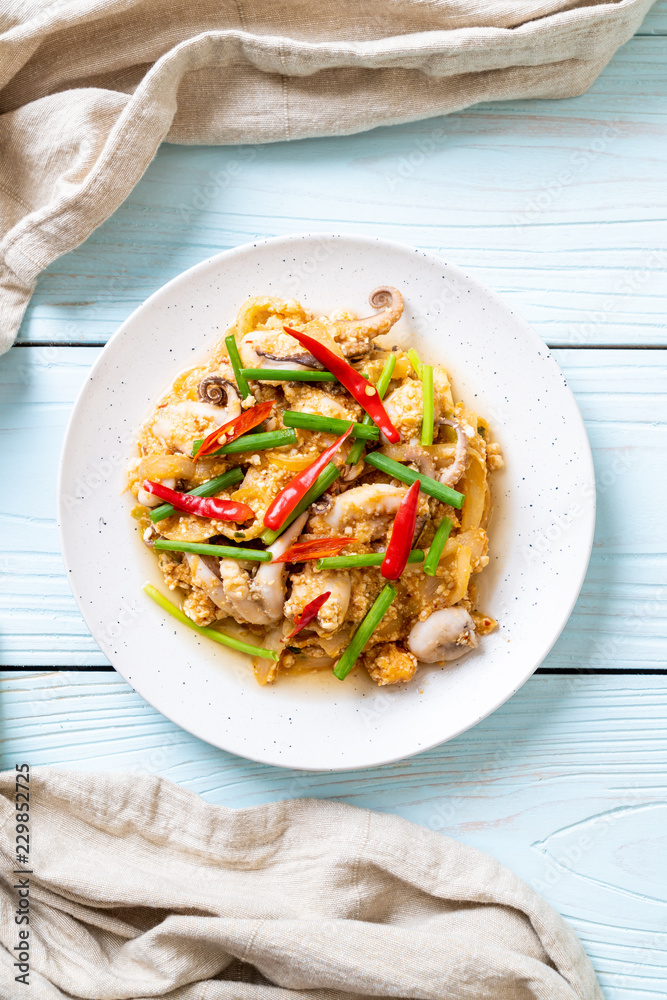 Stir-Fried Squid or Octopus with Salted Eggs Stir-Fried Squid or Octopus with Salted Eggs
