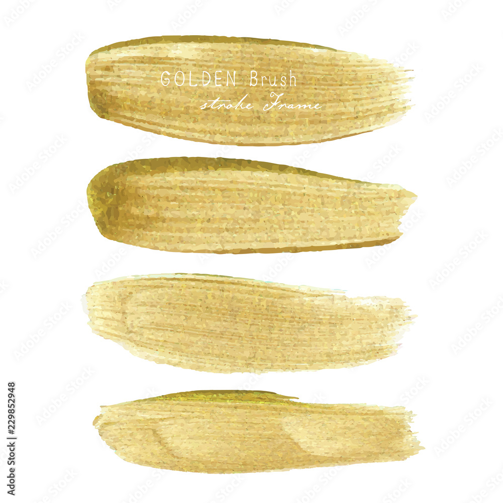 Golden brush stroke frame, Gold texture paint stain, Vector illustration. Golden brush stroke frame, Gold texture paint stain, Vector illustration.