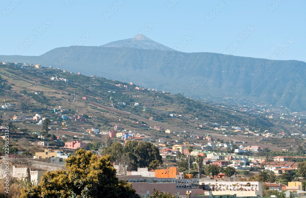 View of Teide volcano from the town of Puerto de la Cruz