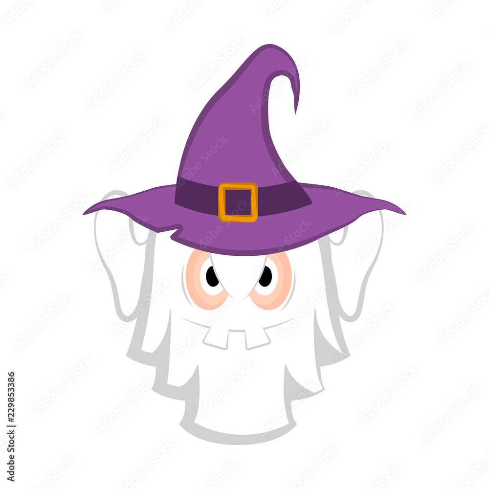 Isolated cute halloween witch ghost. Vector illustration design