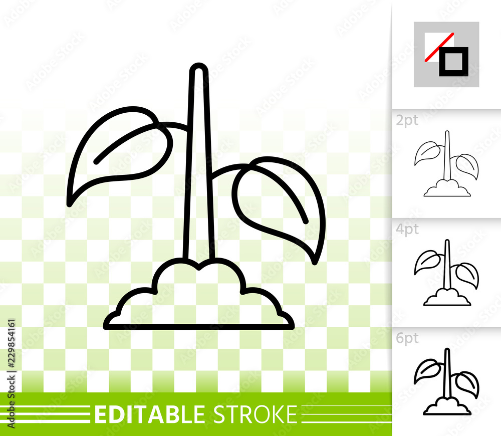 Green Leaves simple black line vector icon Green Leaves simple black line vector icon