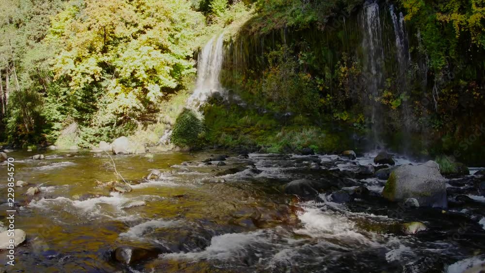 waterfall 2 in 4k with sound. Sunny morning shot waterfall 2 in 4k with sound. Sunny morning shot