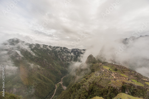 Landscape of Machu Picchu ruins in Peru.