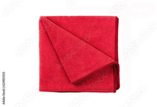 Red napkin isolated on white background.