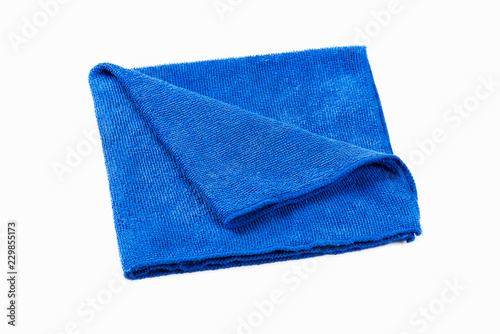 Blue micro fiber kitchen napkin isolated on white background photo
