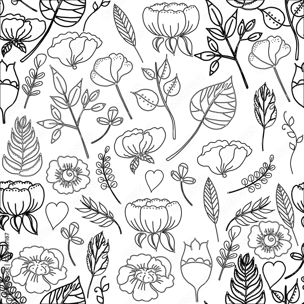 Naklejka premium Vector illustration of a seamless pattern of black-white 