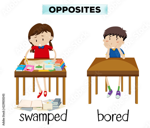 English opposite word of swamped and borded