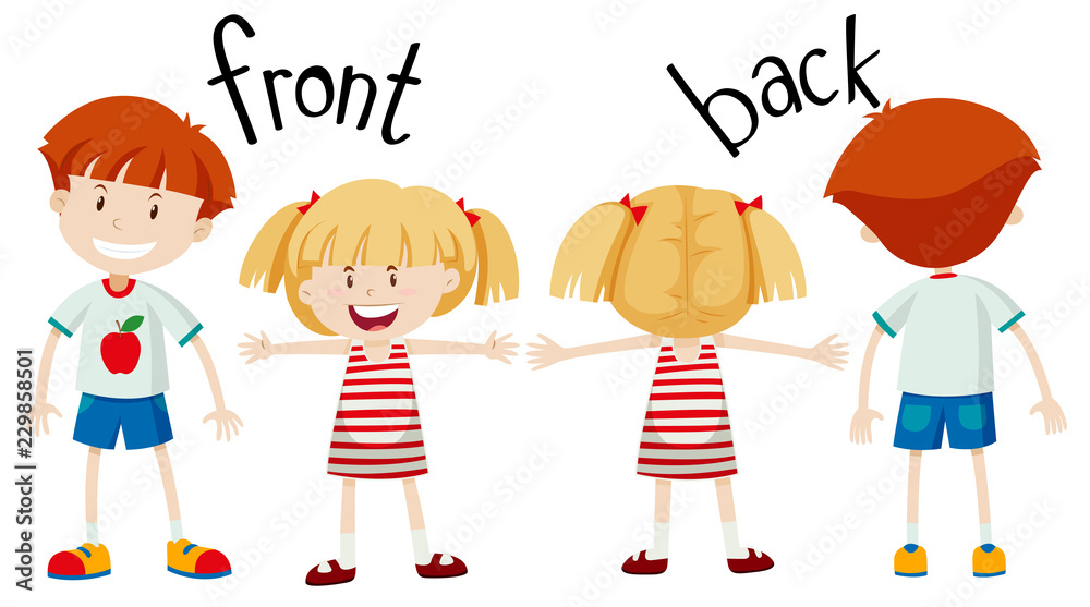 Εκτύπωση καμβά English opposite word of front and back