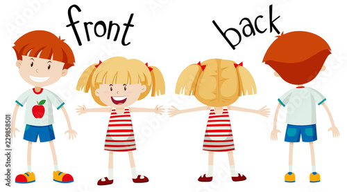 English opposite word of front and back