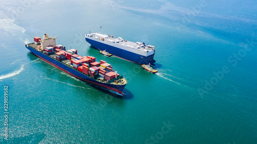 Photos business luxury ship loading cars and shipping cargo containers logistics export