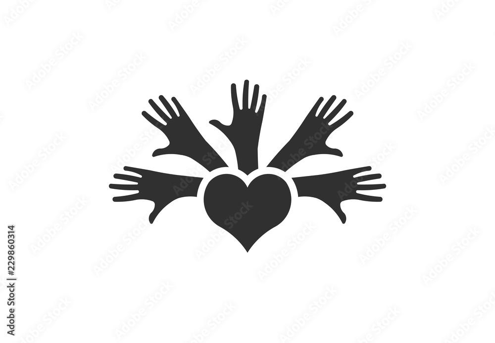 Hands of people, unity and peace, vector logo Hands of people, unity and peace, vector logo