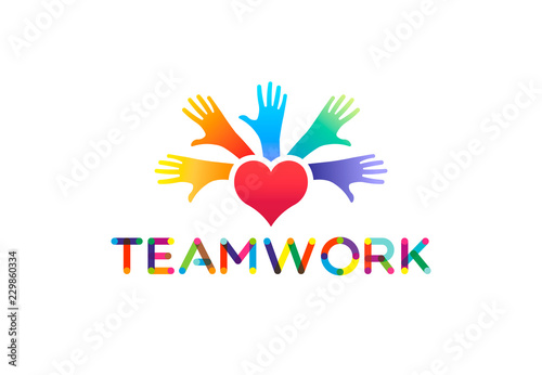 Hands of people, unity and peace, vector logo