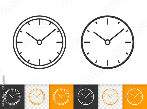 Clock simple black line vector icon