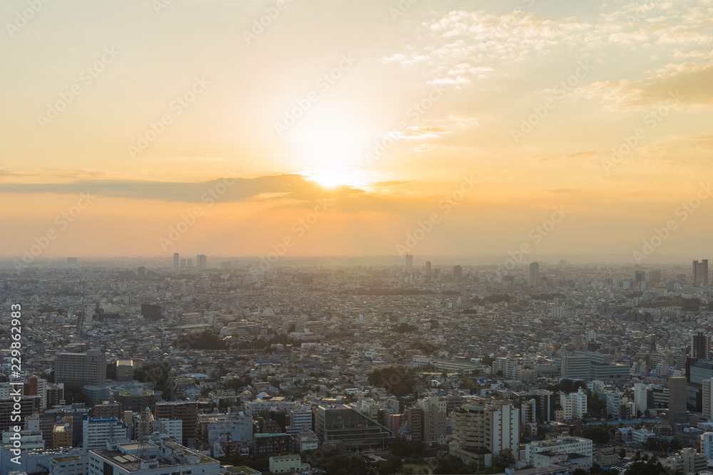 sunset view of tokyo