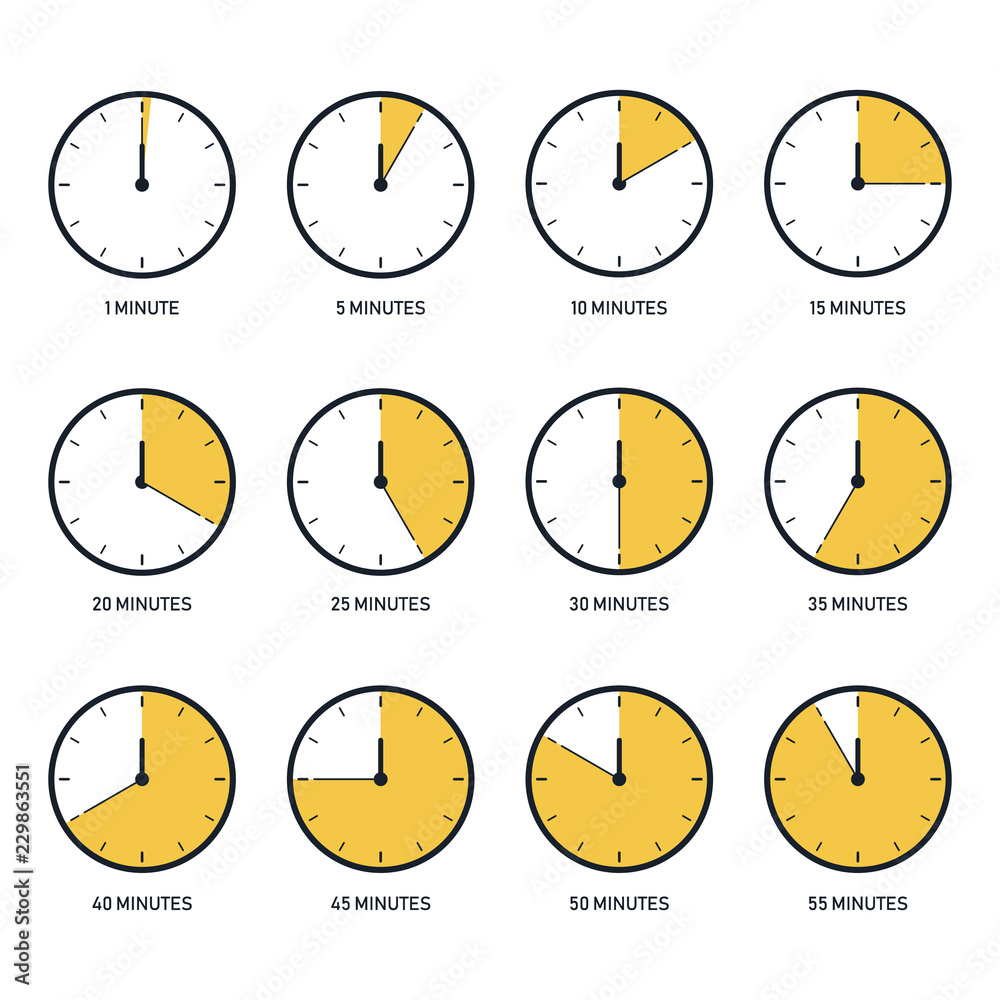 Time clock icon set flat design Stock Vector | Adobe Stock