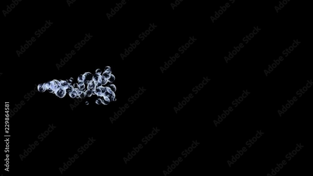 Blowing water bubble effect. Motion effect on isolated black background. 4K footage video Blowing water bubble effect. Motion effect on isolated black background. 4K footage video