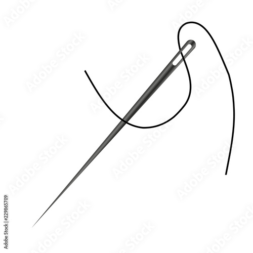 Needle for sewing vector illustration isolated on white background.