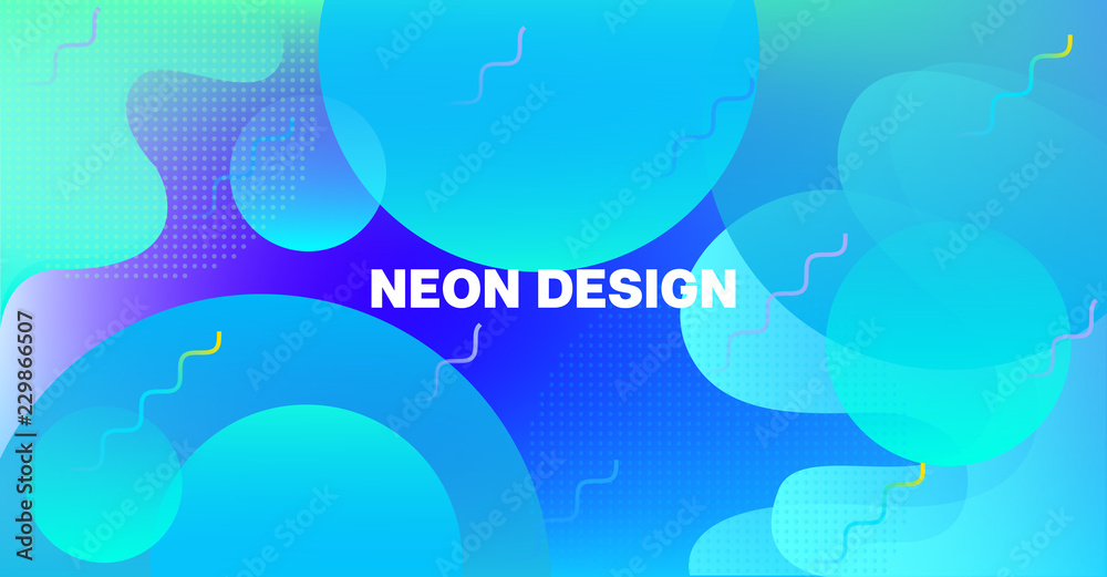 Bright Neon Gradient Overlay Futuristic Vector Pattern. Fluid Color Retro Tech Glitch Circles Cover. Festival Poster Business Internet Background. Cool Simple Main Web Page Iridescent Geometric Design