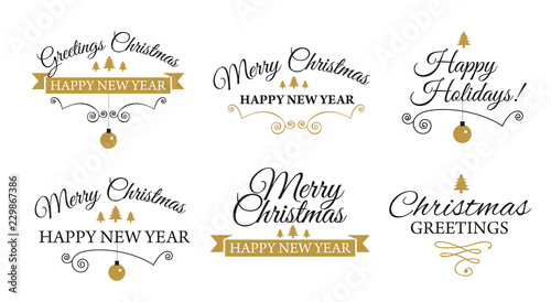 Christmas Retro Icons, Elements And Illustrations Set