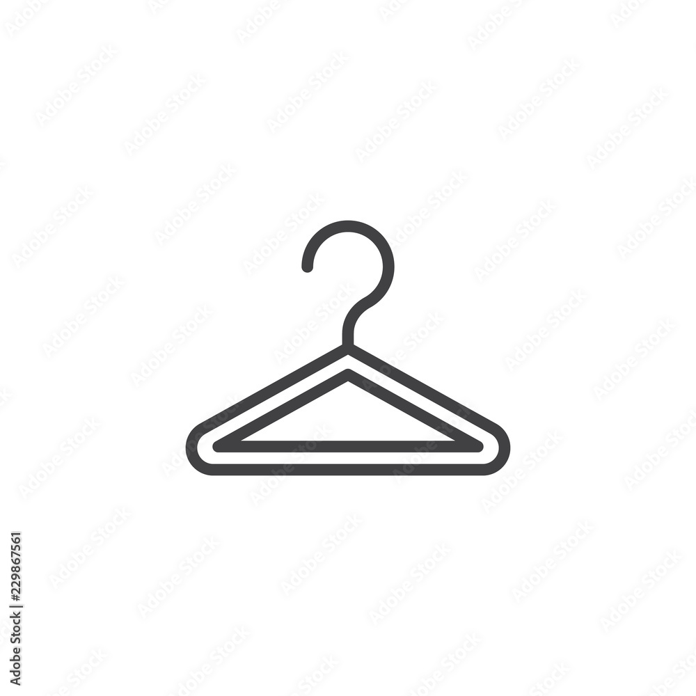 Hanger hook outline icon. linear style sign for mobile concept and web design. Clothes hanger simple line vector icon. Symbol, logo illustration. Pixel perfect vector graphics Hanger hook outline icon. linear style sign for mobile concept and web design. Clothes hanger simple line vector icon. Symbol, logo illustration. Pixel perfect vector graphics