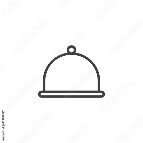 Hotel restaurant food tray outline icon. linear style sign for mobile concept and web design. Food platter serving simple line vector icon. Symbol, logo illustration. Pixel perfect vector graphics